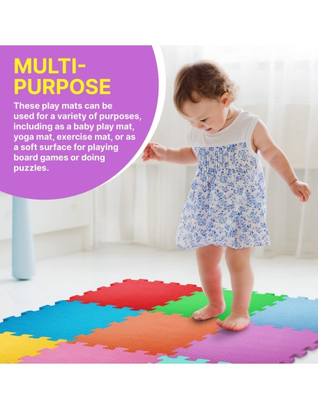 9 EVA Foam Play Mat 30x30x1cm Multicolour Tiles & Interlocking Soft Fl