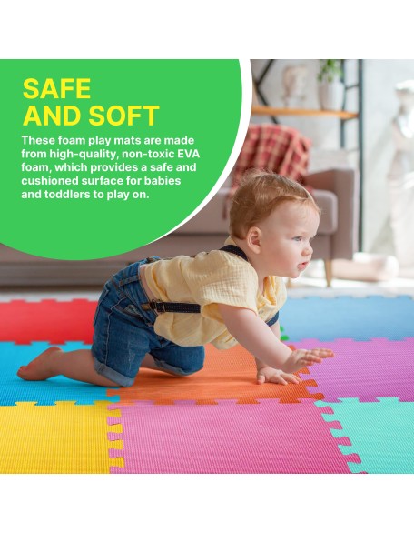 9 EVA Foam Play Mat 30x30x1cm Multicolour Tiles & Interlocking Soft Fl