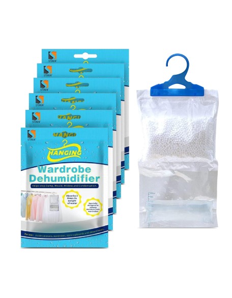 Set of 6 Hanging Interior Wardrobe Dehumidifier - 210g Each Bag - Idea