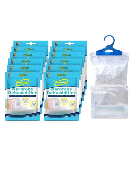 Set of 12 Hanging Interior Wardrobe Dehumidifier - 210g Each Bag - Ide