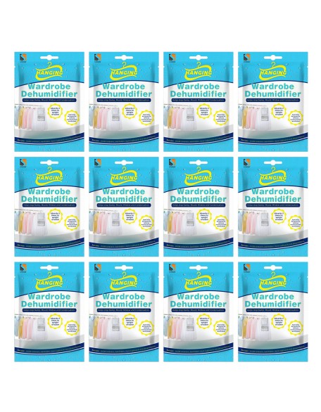 Set of 12 Hanging Interior Wardrobe Dehumidifier - 210g Each Bag - Ide