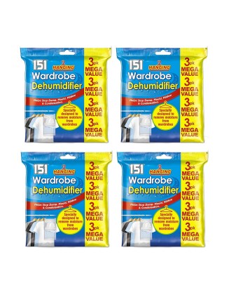 12 Pack Hanging Wardrobe Dehumidifier Bags with Moisture Trap Crystals