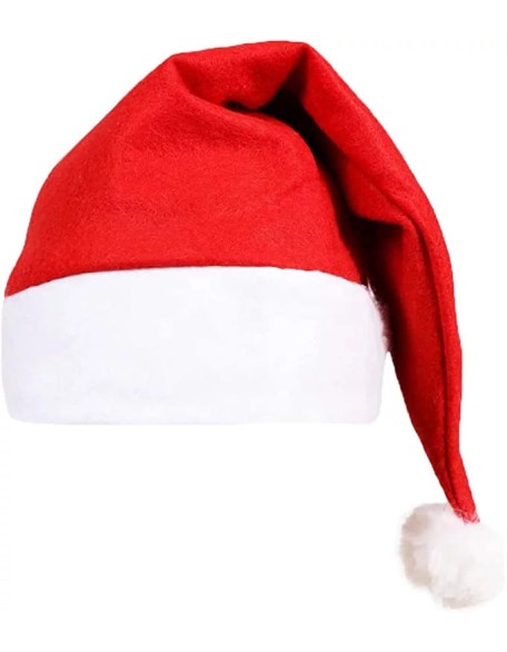 Christmas Red Felt Santa Hat With White Trim & Pom Pom