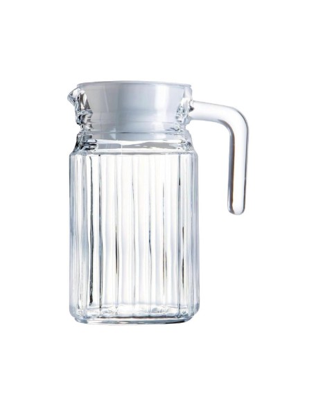 Glass Jug Slim 600ml Fridge Door Non Drip Spout Water Juice Cocktail M