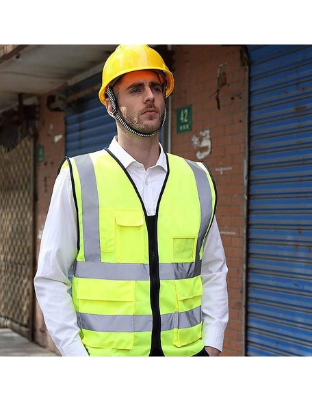 Hi Vis Safety WaistCoat Yellow Vest With High Reflective Visibility st